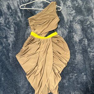 Gold Bebe Off the shoulder Dress
